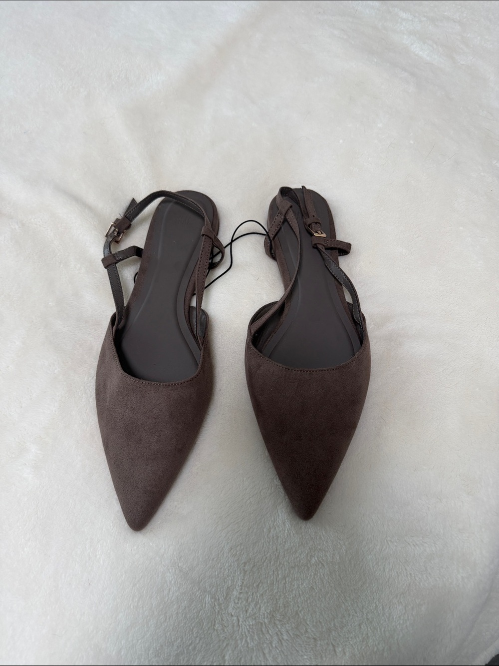 H&M Pointed Slingback Flats in Dark Brown